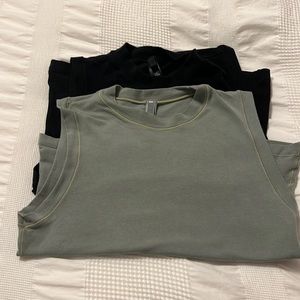 Two Skims Mock Neck Tanks Good Condition Size Medium , one black